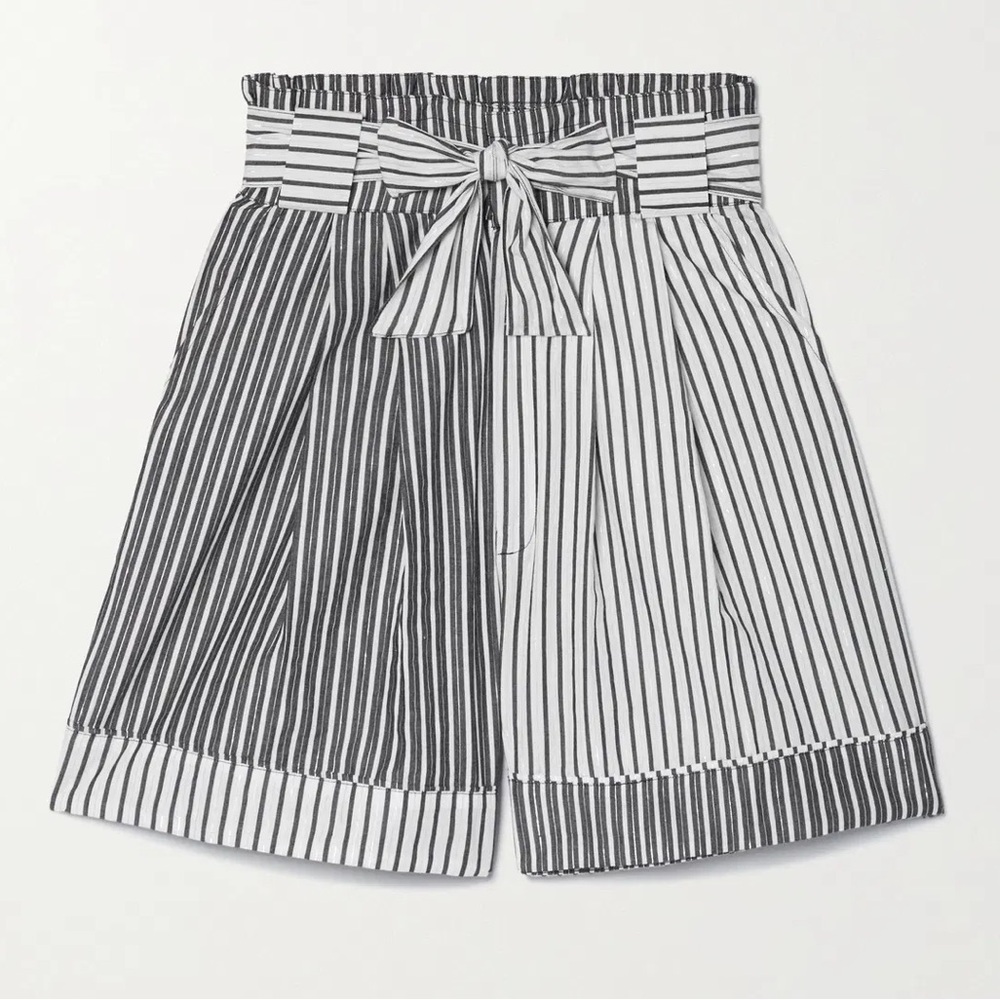 Solid & Striped NWT The Talia Belted Cotton Blend Striped Shorts